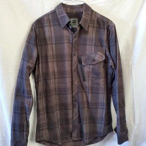 G Star Raw Black and Gray Button Down Flannel Men's Medium